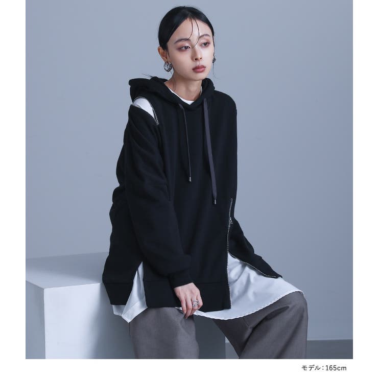 kOhAKUスラッシュ×ジップデザインパーカー[品番：MITW0014947