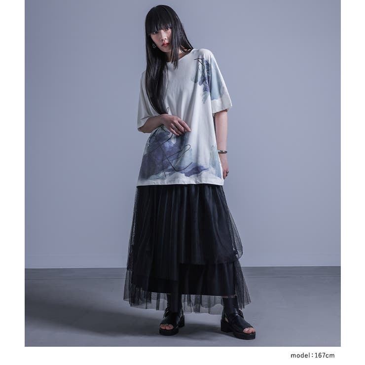 kOhAKU線画×ペイント風Tシャツ[品番：MITW0015211