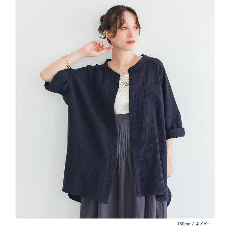 n'OrLABELダブルガーゼバンドカラーシャツ  | osharewalker | 詳細画像8 