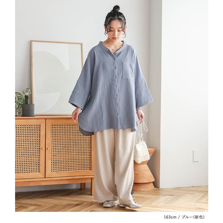 n'OrLABELダブルガーゼバンドカラーシャツ  | osharewalker | 詳細画像12 