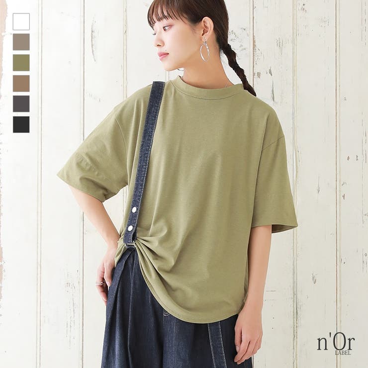 n'OrLABELモックネック×ラウンドヘムTシャツ | osharewalker | 詳細画像1 
