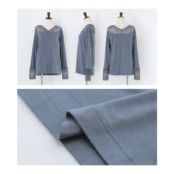 n'OrLABELあったかVネックレースロンT | osharewalker | 詳細画像17 