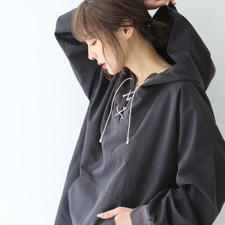 n'OrLABELアノラック風レースアップパーカー[品番：MITW0015441