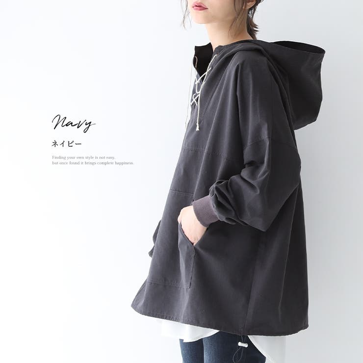 n'OrLABELアノラック風レースアップパーカー[品番：MITW0015441