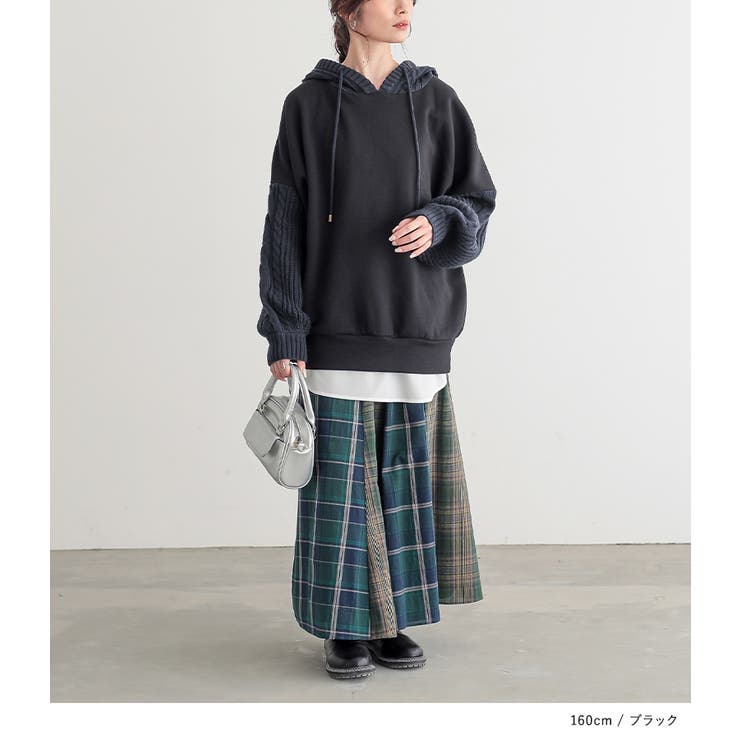 n'OrLABELニットドッキング裏起毛パーカー | osharewalker | 詳細画像6 