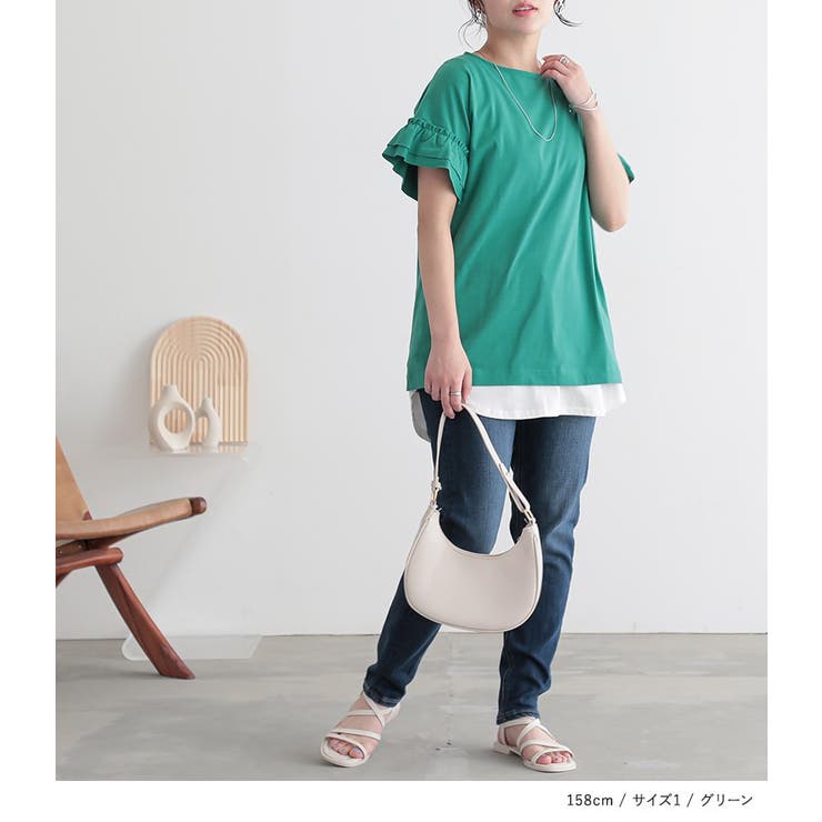 n'OrLABEL袖フリルTシャツ[品番：MITW0015970]｜osharewalker