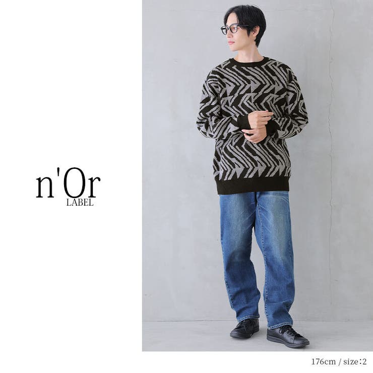 n'OrLABELジオメトリック柄ジャカードニット  | osharewalker【MEN】 | 詳細画像12 