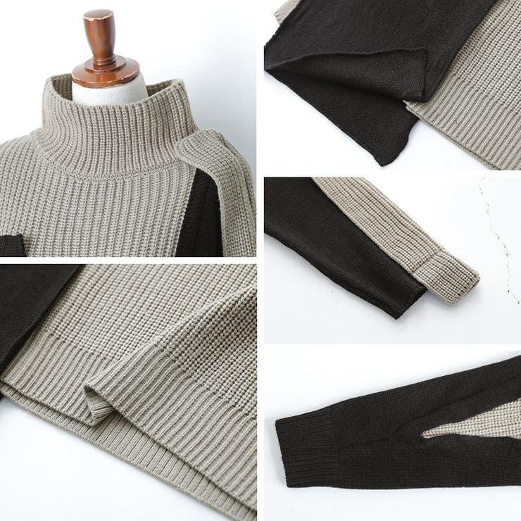 kOhAKU配色アシメ変形デザインニット