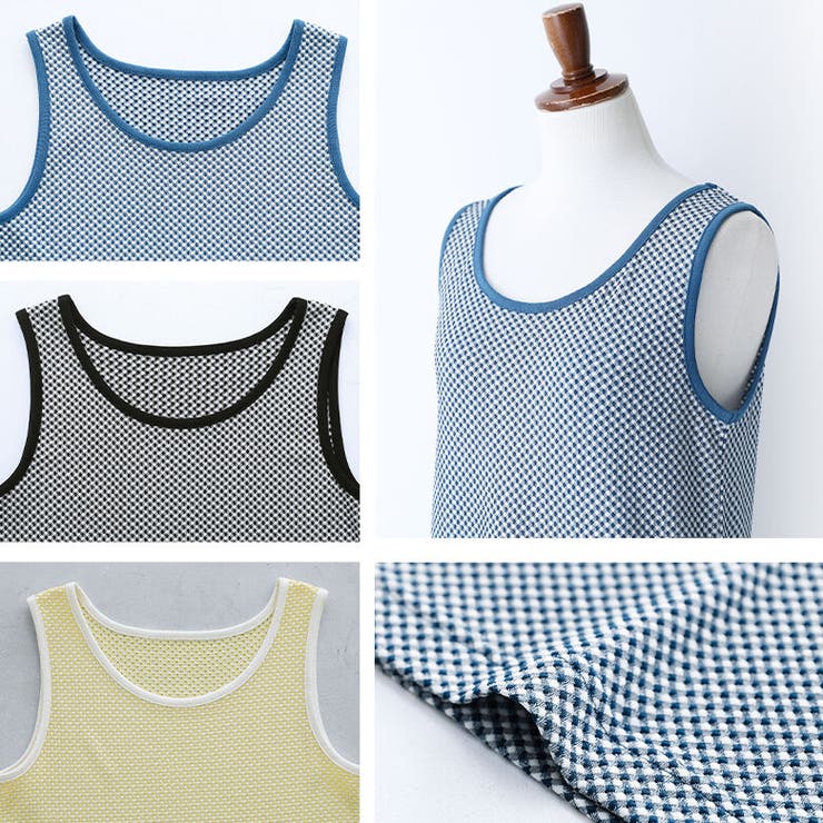 jonnlynx チェック柄タンクトップ jonnlynx / block check band tank ( brown / orange ) | JUQUI