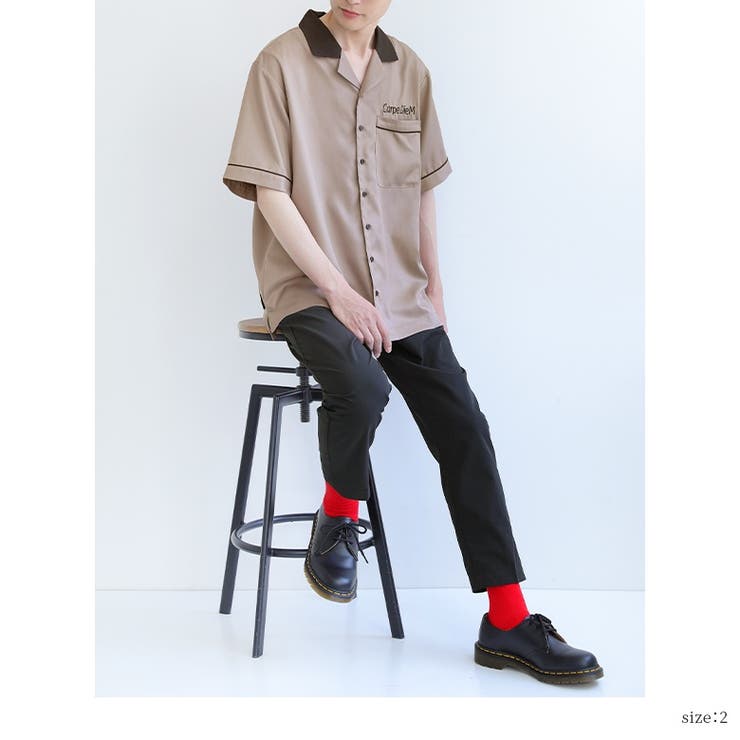 n'OrLABEL刺繍ロゴ配色ボウリングシャツ[品番：MITW0016760