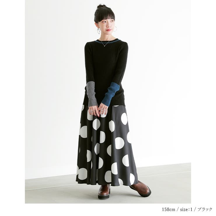 n'OrLABEL配色リブ編みデザインニット | osharewalker | 詳細画像3 