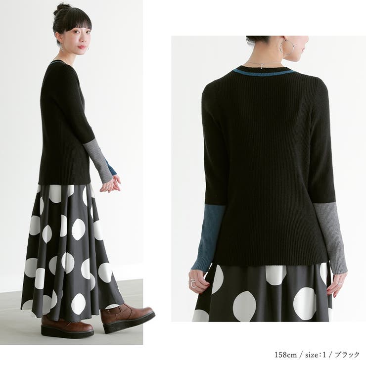 n'OrLABEL配色リブ編みデザインニット | osharewalker | 詳細画像13 