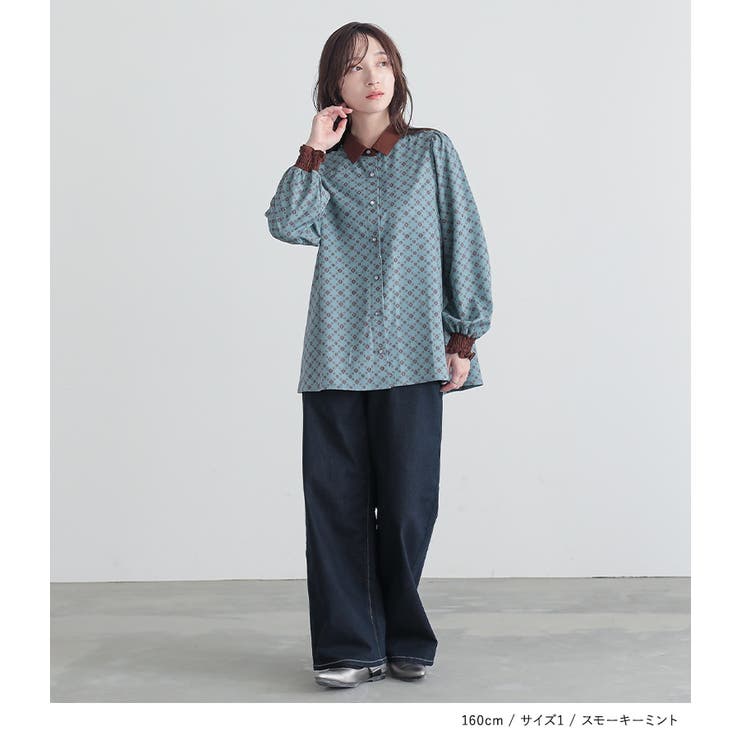 n'OrLABEL配色襟レトロ柄ブラウス | osharewalker | 詳細画像8 