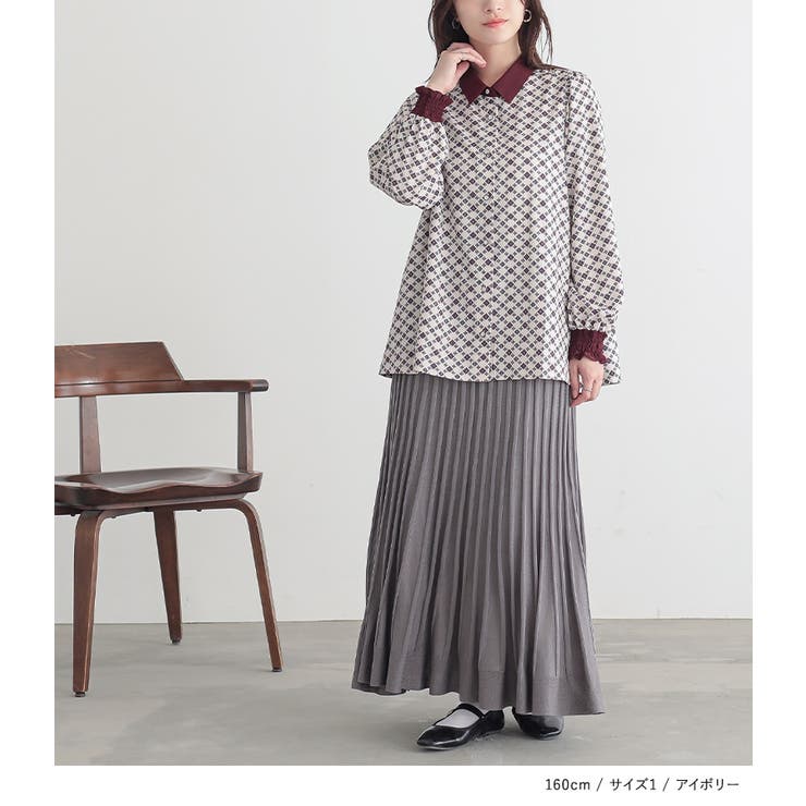 n'OrLABEL配色襟レトロ柄ブラウス | osharewalker | 詳細画像11 