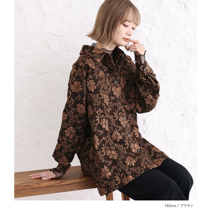 n'OrLABELふくれジャカード花柄シャツ[品番：MITW0017032