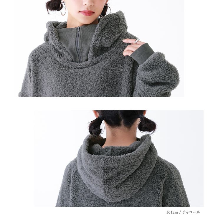 n'OrLABELスタンドジップ付きボアパーカー[品番:MITW0017085 n'OrLABELスタンドジップ付きボアパーカー[品番:MITW0017085