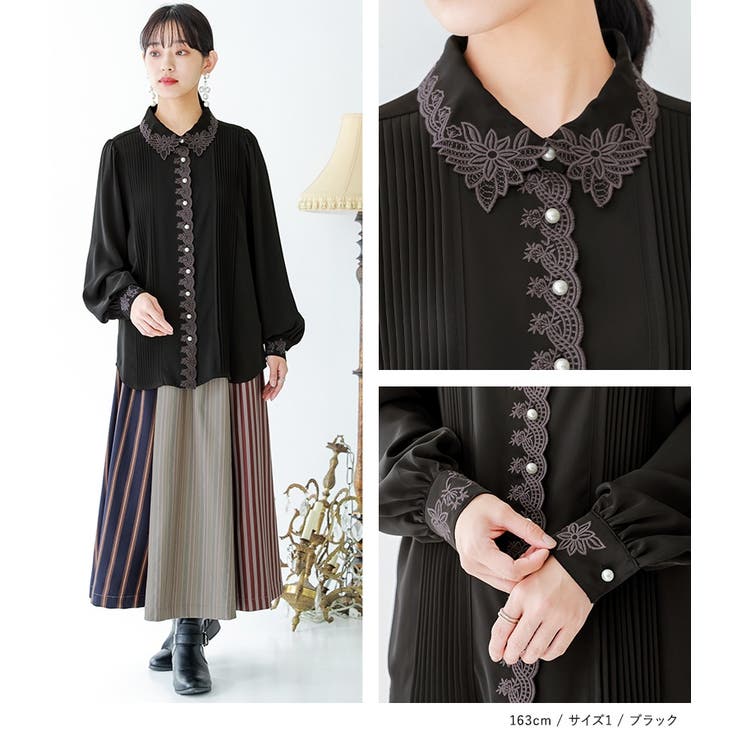 somari imaginationカットワーク刺繍ピンタックブラウス | osharewalker | 詳細画像9 