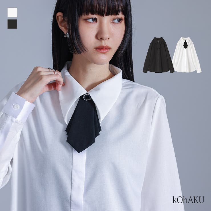 kOhAKU取り外しタイ付きシャツ | osharewalker | 詳細画像1 