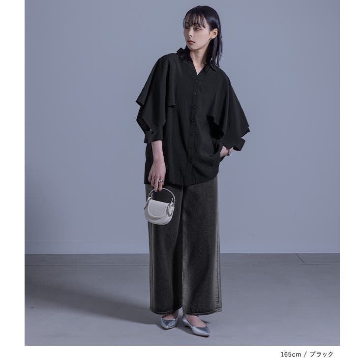 KRY clothing 「SARUGUTUWA」 白×ブラック kOhAKU変形袖シャツ[品番：MITW0017230]｜osharewalker
