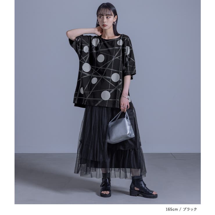 kOhAKUランダムドット柄モードTシャツ[品番：MITW0017271