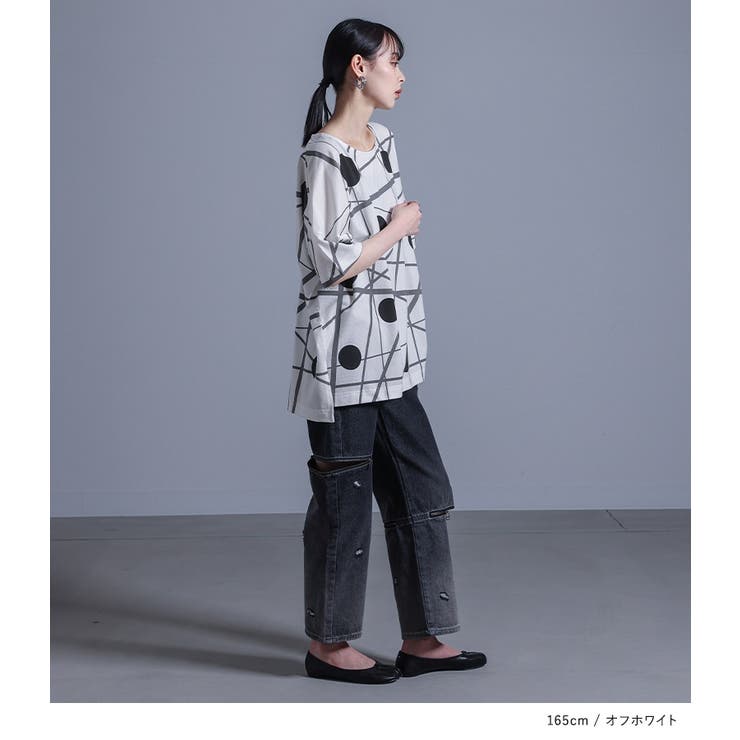 kOhAKUランダムドット柄モードTシャツ[品番：MITW0017271