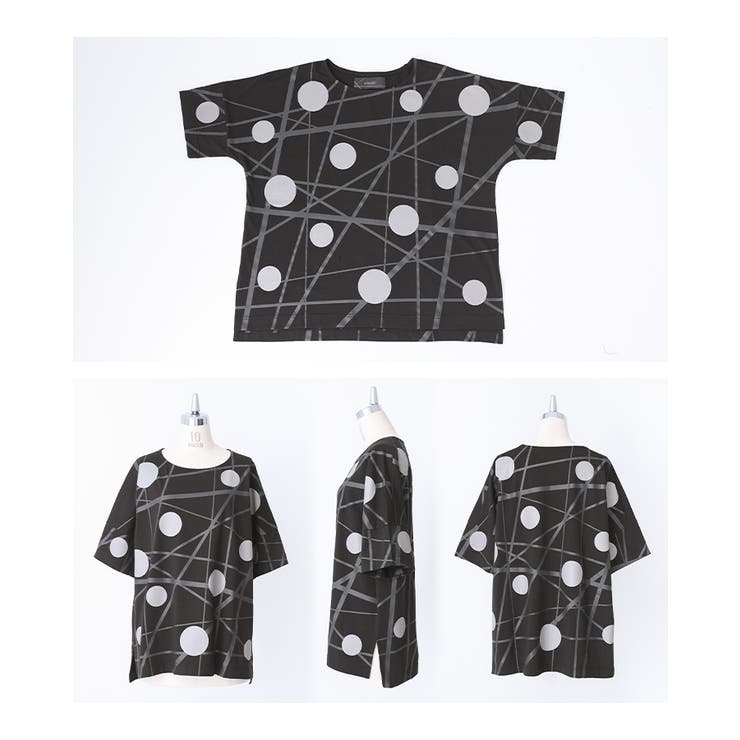 kOhAKUランダムドット柄モードTシャツ[品番：MITW0017271