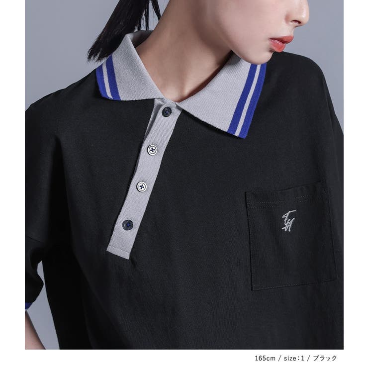 【KOCHE】SILKカラーブロック パッチワーク オーバーサイズ ポロシャツ KOCHE】SILKカラーブロック パッチワーク オーバーサイズ ポロシャツ