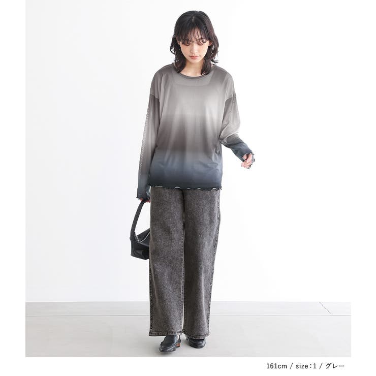 n'OrLABELグラデーションプリントメッシュトップス[品番