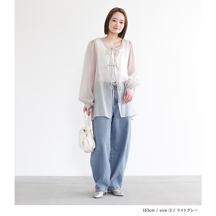 n'OrLABEL前後2wayリボン付きシアーブラウス | osharewalker | 詳細画像9 