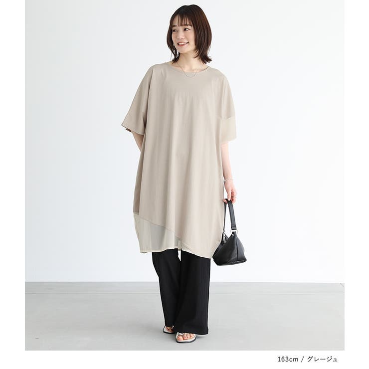 n'OrLABELシアー切替コクーンデザインチュニック | osharewalker | 詳細画像4 