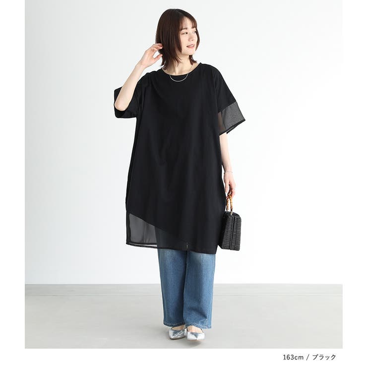 n'OrLABELシアー切替コクーンデザインチュニック | osharewalker | 詳細画像16 