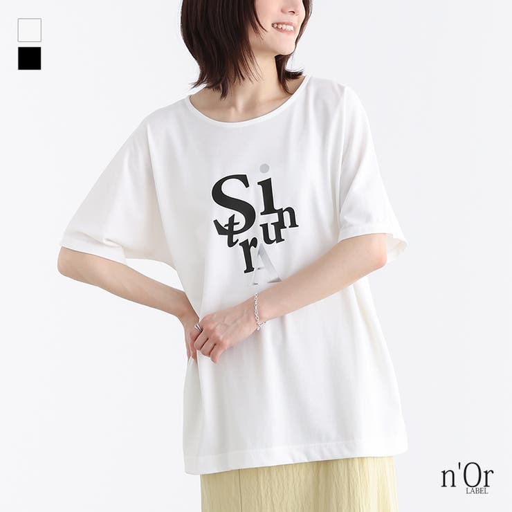 n'OrLABELグラフィック箔プリントロゴTシャツ[品番：MITW0017348