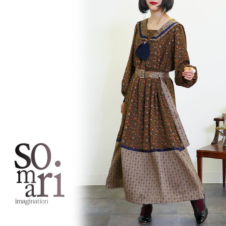 Somari Imaginationセーラー襟花柄レトロワンピース 品番 Mitw Osharewalker オシャレウォーカー のレディースファッション通販 Shoplist ショップリスト
