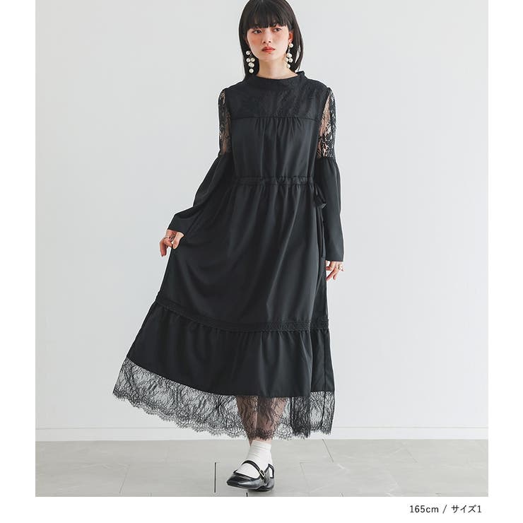somari imaginationレース切替ティアードワンピース[品番：MITW0014221