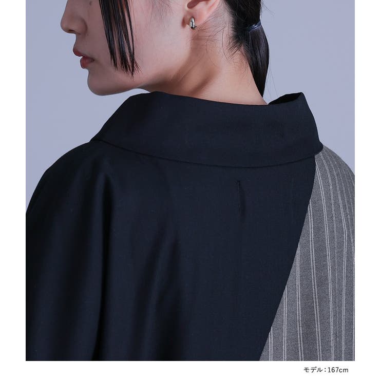 kOhAKU無地×ストライプ切替デザインアシメワンピース[品番：MITW0014699]｜osharewalker（オシャレウォーカー  ）のレディースファッション通販｜SHOPLIST（ショップリスト）