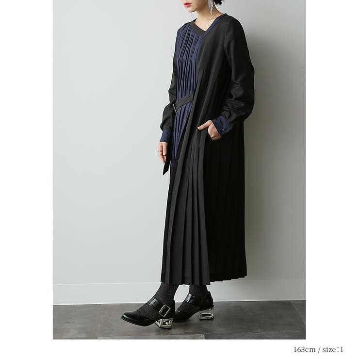kOhAKUバイカラーアシメプリーツワンピース[品番:MITW0014868 kOhAKUバイカラーアシメプリーツワンピース[品番:MITW0014868