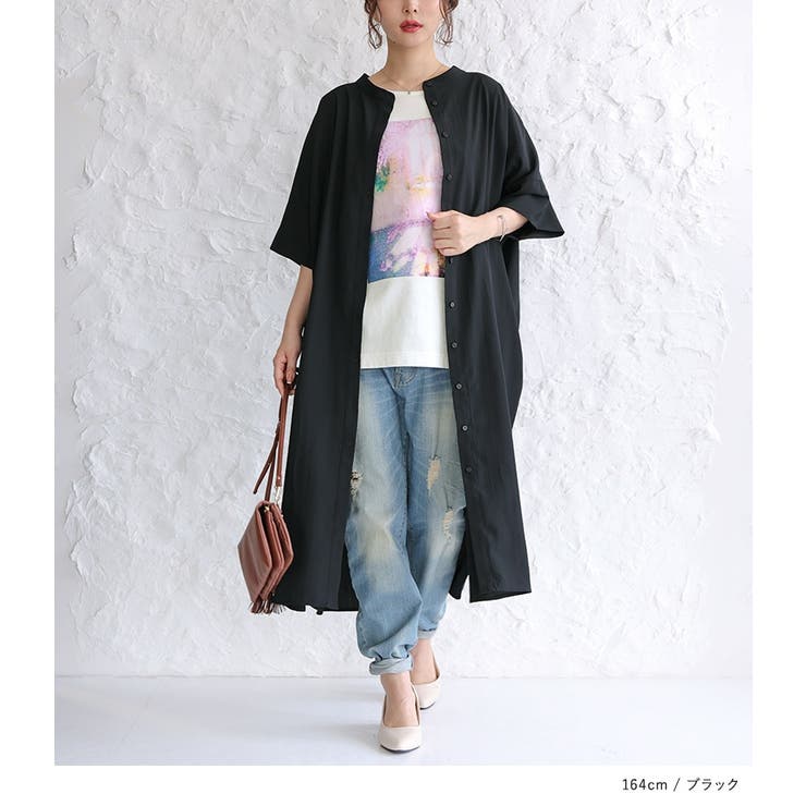 n'OrLABELバンドカラー半袖シャツワンピース | osharewalker | 詳細画像12 