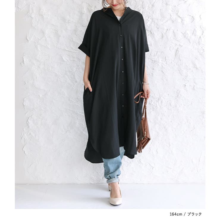 n'OrLABELバンドカラー半袖シャツワンピース | osharewalker | 詳細画像14 