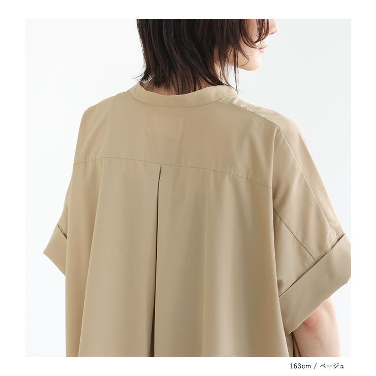 n'OrLABELバンドカラー半袖シャツワンピース[品番：MITW0015193