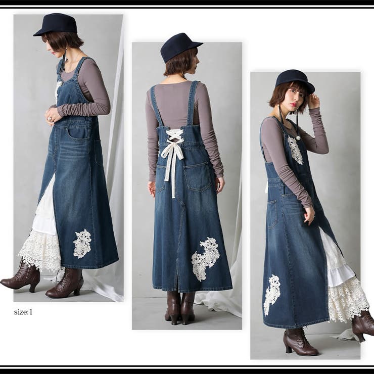 オシャレウォーカー☆ somari ☆ジャンパースカート＆フリルブラウスSET somari imaginationリネン混タックジャンパースカート[品番