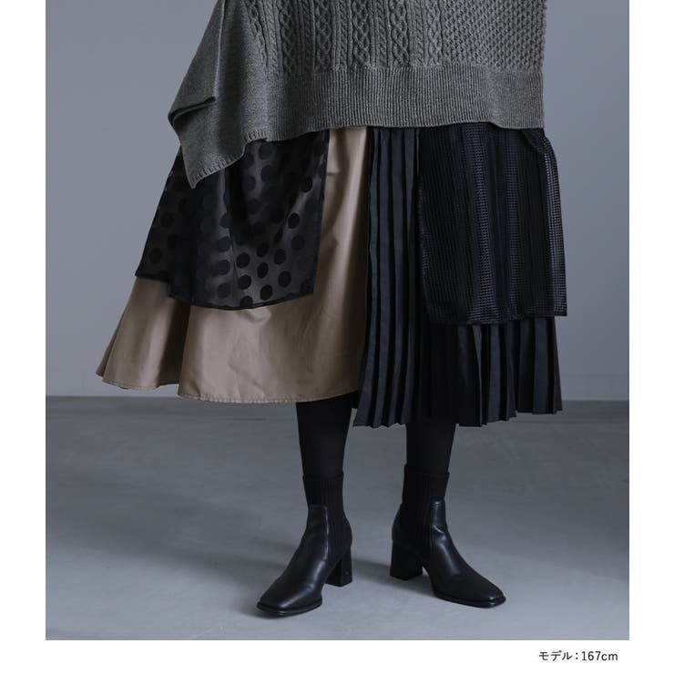 kOhAKU異素材ドッキングニットワンピース | osharewalker | 詳細画像2 