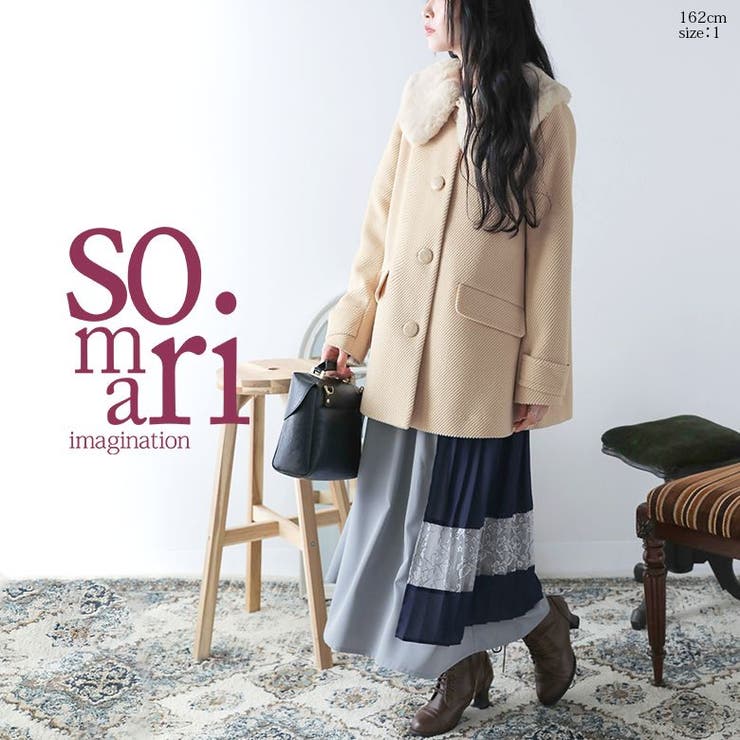 somari imagination花柄刺繍レース切り替えワンピース[品番