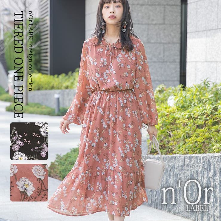 n'OrLABEL花柄ティアードワンピース[品番：MITW0015868]｜osharewalker
