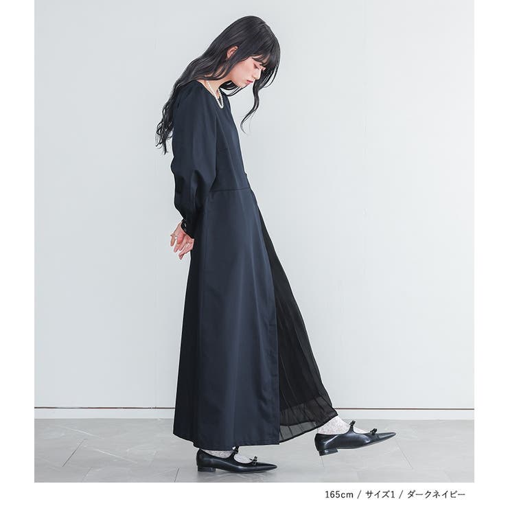 somari imagination異素材プリーツ切替アシメワンピース | osharewalker | 詳細画像2 