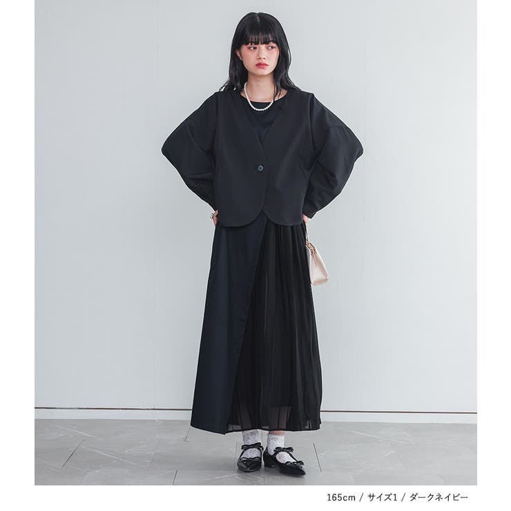 somari imagination異素材プリーツ切替アシメワンピース | osharewalker | 詳細画像7 