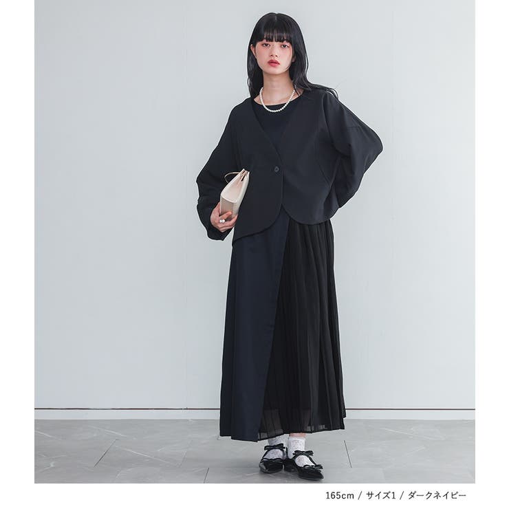 somari imagination異素材プリーツ切替アシメワンピース | osharewalker | 詳細画像8 