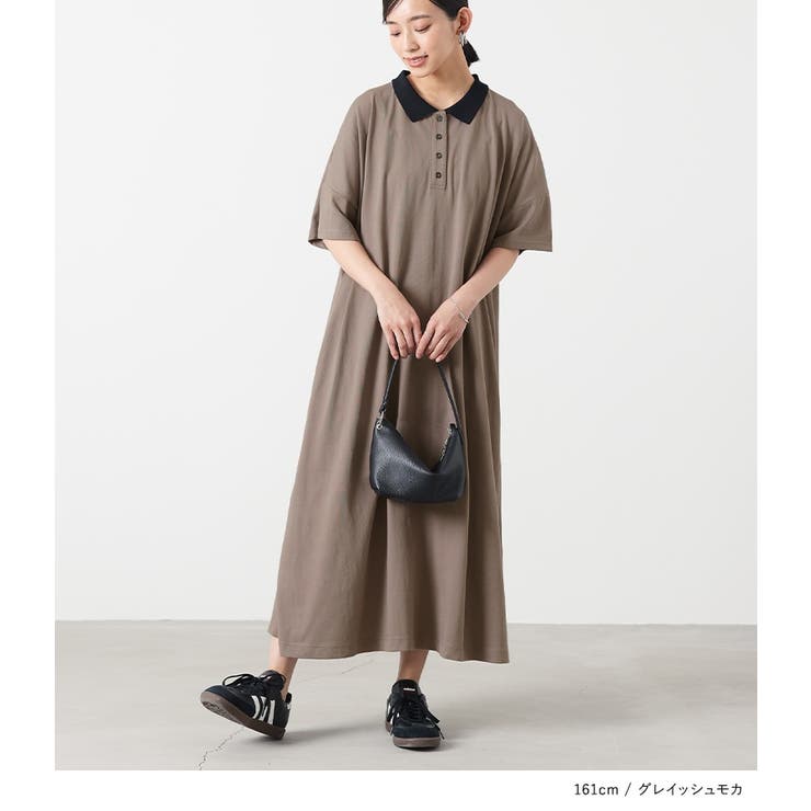 ★ELF SACK ★ブラック シースルー ポロ襟 ワンピース/送料込 n'OrLABELひんやり冷感配色ポロワンピース [品番：MITW0016688