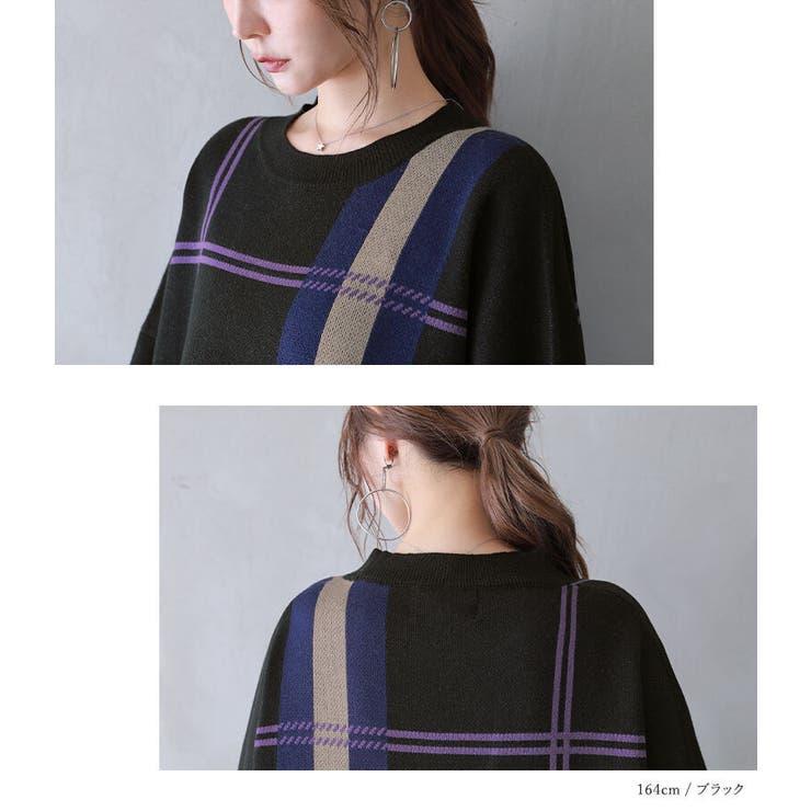 n'OrLABELチェック柄ジャカードニットワンピース [品番：MITW0017010