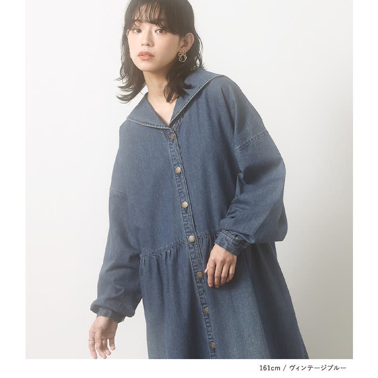 somari imaginationセーラーデニムワンピース[品番：MITW0017165