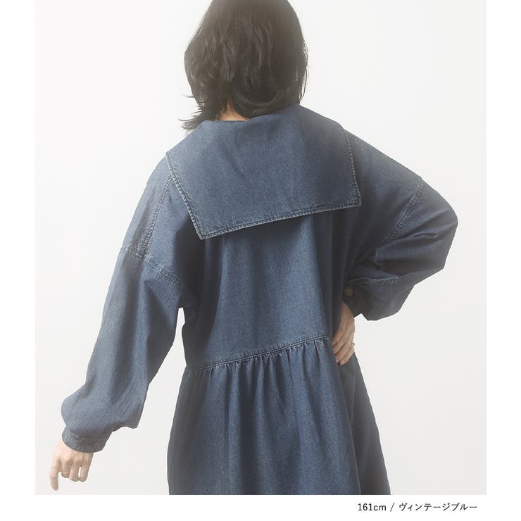 somari imaginationセーラーデニムワンピース[品番：MITW0017165